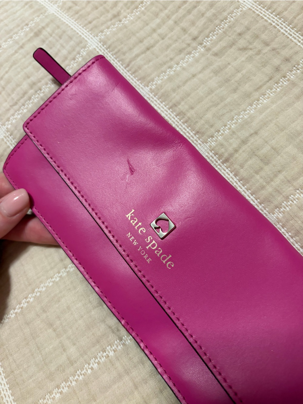kate spade Hot Pink Leather Zip Wristlet Wallet